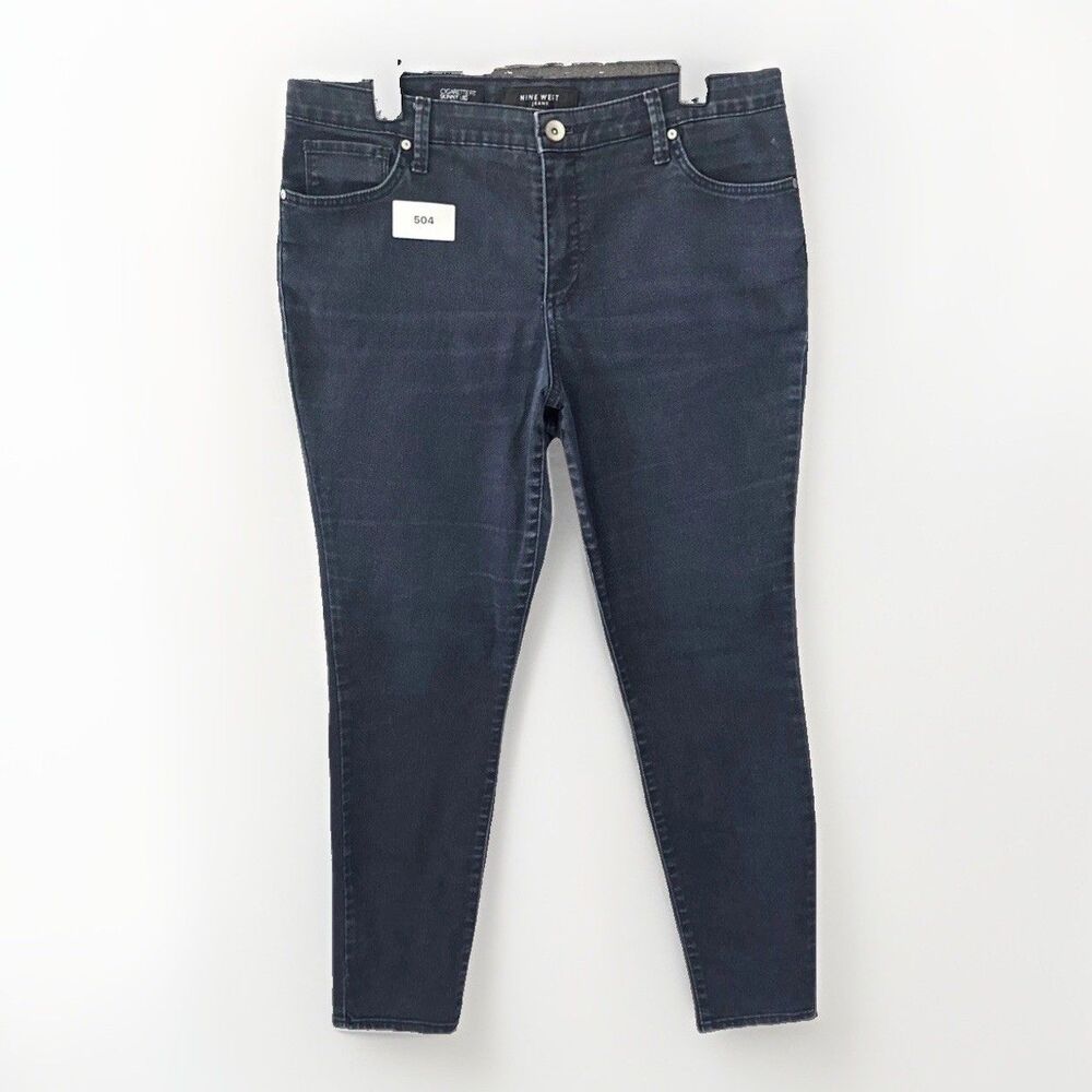 Nine West Jeans Cigarette Skinny Leg 14W Fits 34x29 Dark Blue Denim Plus Size